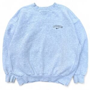 Vintage 90s Nike Spellout Center Swoosh Crewneck Sweatshirt Grey M V Indonesia